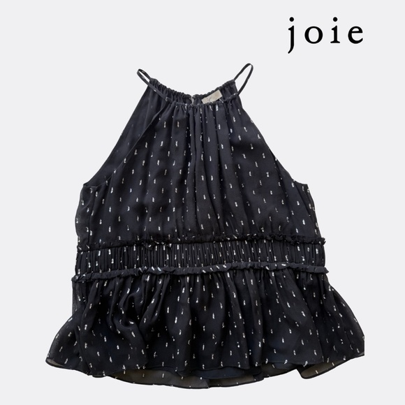 JOIE Shawnette Halter Silk Top – XS – Caviar/Silver – Excellent Condition - Picture 1 of 4